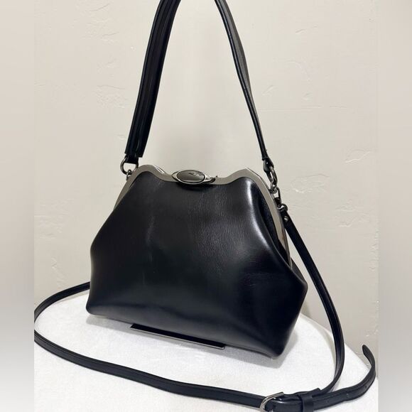 Premium Oil Wax Cowhide Handmade Custom Metal Frame Handbag & 2 Strap Styles - Picture 5 of 16